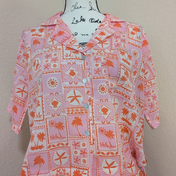 NWT•Sigrid Olsen Sleepwear•2pc Tropical Notch Collar Top & Shorts w/ poc… - Picture 6 of 11